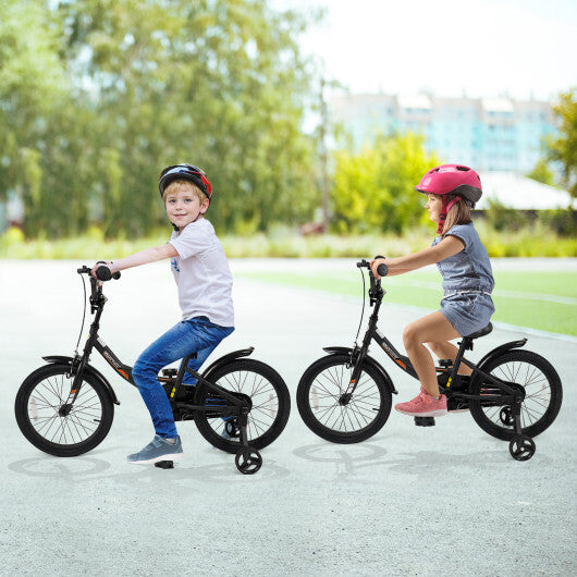 Costway 18 Inches Kids Bike with Removable Training Wheels and Adjustable Seatfor 4-8 Years Old Black