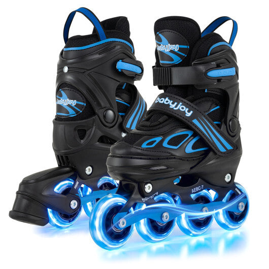 Costway Adjustable Kids' Incline Skates for Boys Girls Ages 5-14-Blue W2B