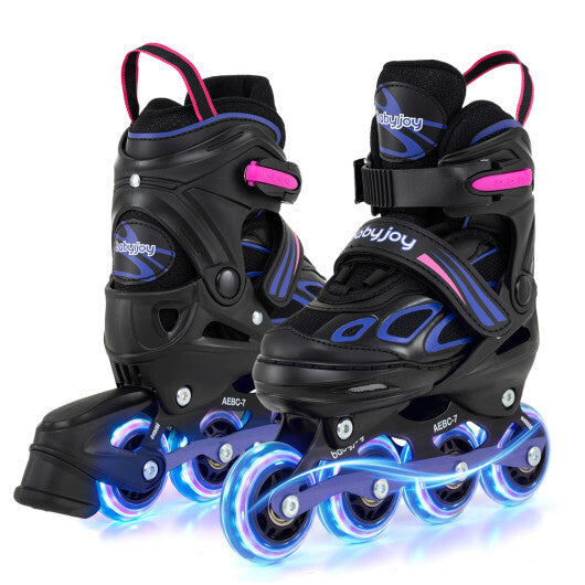 Costway Adjustable Kids' Incline Skates for Boys Girls Ages 5-14-Purple W2B