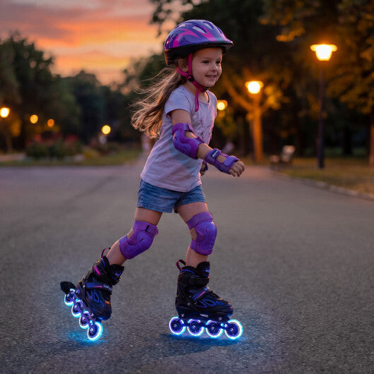 Costway Adjustable Kids' Incline Skates for Boys Girls Ages 5-14-Purple W2B