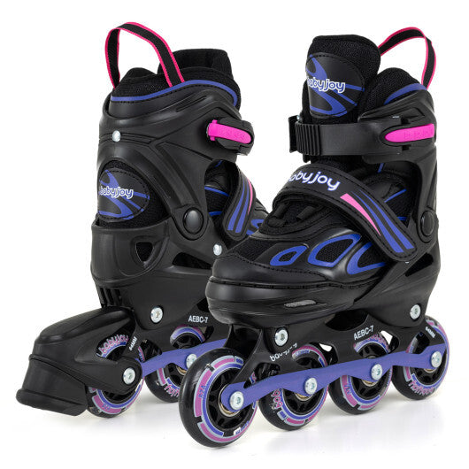 Costway Adjustable Kids' Incline Skates for Boys Girls Ages 5-14-Purple W2B