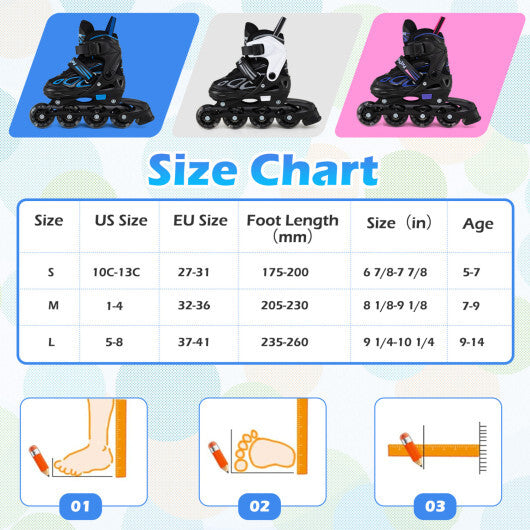 Costway Adjustable Kids' Incline Skates for Boys Girls Ages 5-14-Purple W2B