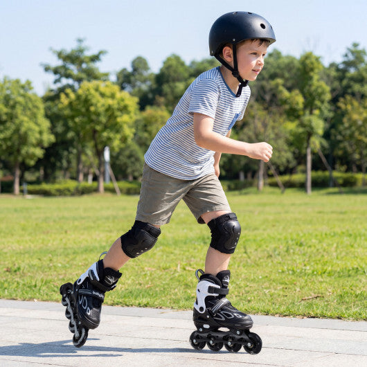 Costway 4 Sizes Adjustable Blade Roller with Light-up Wheels for Youth-Black W2B