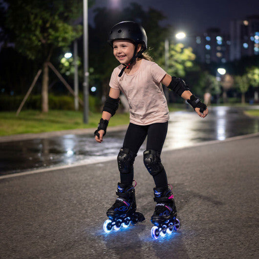 Costway 4 Sizes Adjustable Blade Roller with Light-up Wheels for Youth-Purple W2B