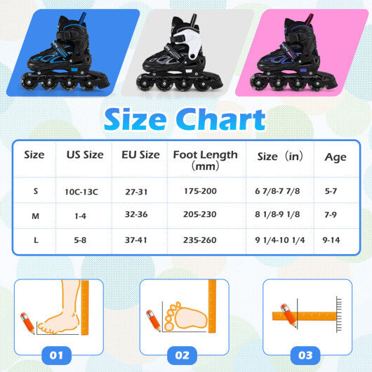 Costway 4 Sizes Adjustable Blade Roller with Light-up Wheels for Youth-Purple W2B