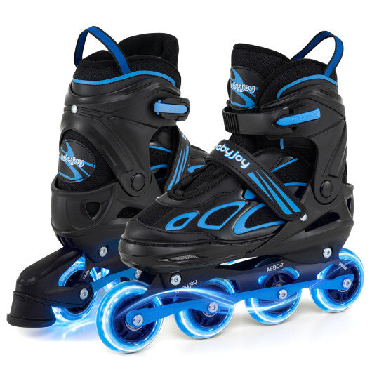 Costway Adjustable Kids' Incline Skates 4 Sizes Adjustable Blade Roller-Blue W2B
