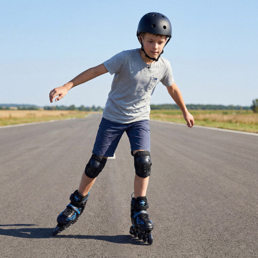 Costway Adjustable Kids' Incline Skates 4 Sizes Adjustable Blade Roller-Blue W2B