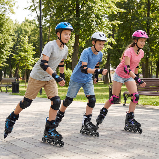 Costway Adjustable Kids' Incline Skates 4 Sizes Adjustable Blade Roller-Blue W2B
