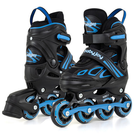 Costway Adjustable Kids' Incline Skates 4 Sizes Adjustable Blade Roller-Blue W2B