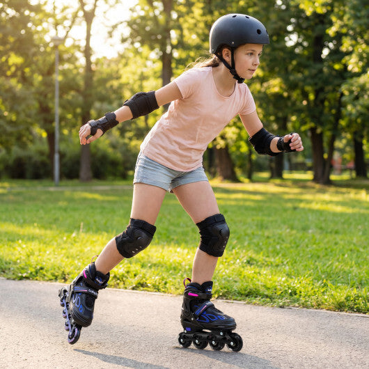 Costway Adjustable Kids' Incline Skates 4 Sizes Adjustable Blade Roller-Purple W2B