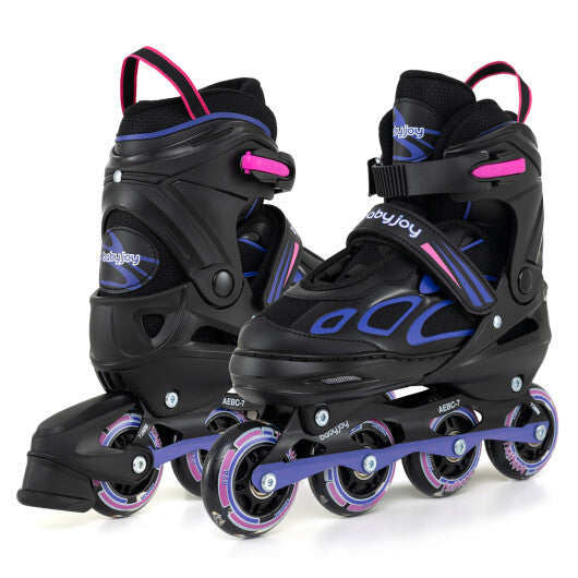 Costway Adjustable Kids' Incline Skates 4 Sizes Adjustable Blade Roller-Purple W2B