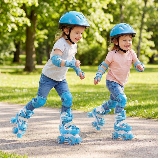 Costway Kids Roller Skates 4 Sizes Adjustable with Light-up Wheels for Toddler Aged 3-4 (XS)-Blue W2B