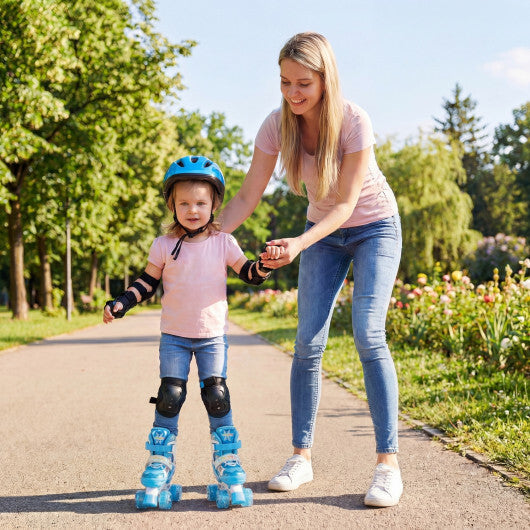 Costway Kids Roller Skates 4 Sizes Adjustable with Light-up Wheels for Toddler Aged 3-4 (XS)-Blue W2B