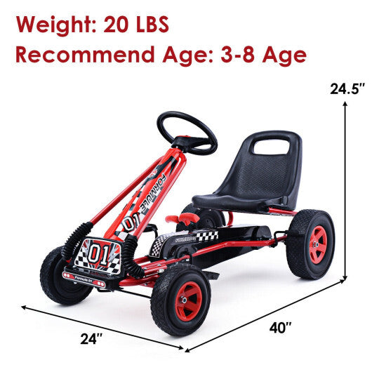 Costway 4 Wheels Kids Ride On Pedal Powered Bike Go Kart Racer Car Outdoor Play Toy Red
