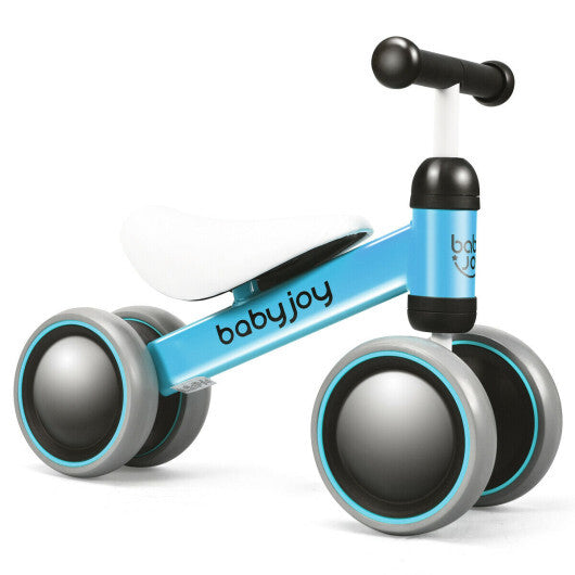 Costway 4 Wheels No-Pedal Baby Balance Bike Blue W2B