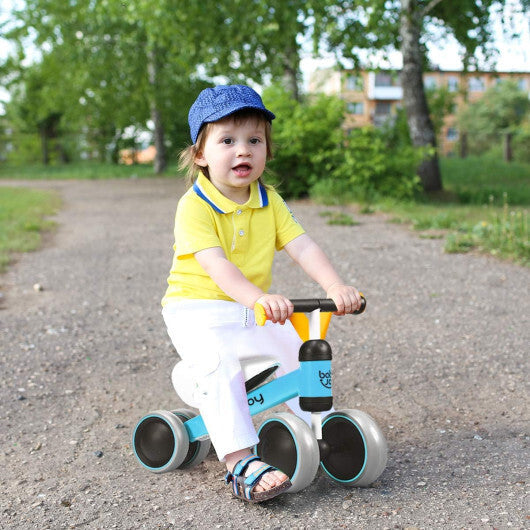 Costway 4 Wheels No-Pedal Baby Balance Bike Blue W2B
