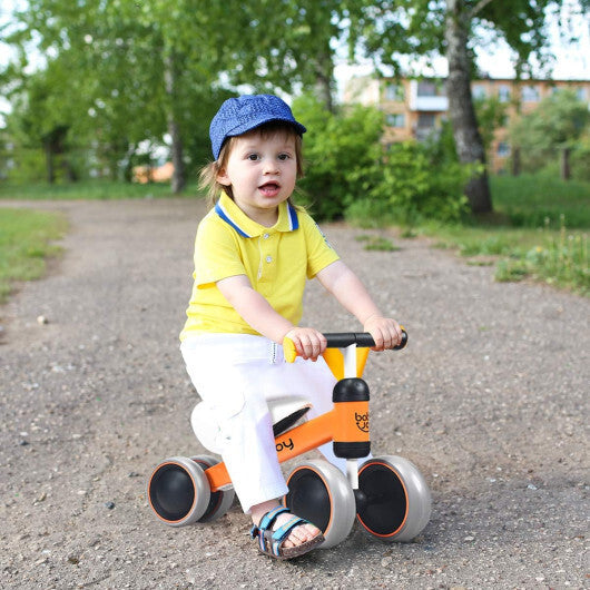 Costway 4 Wheels No-Pedal Baby Balance Bike Orange W2B