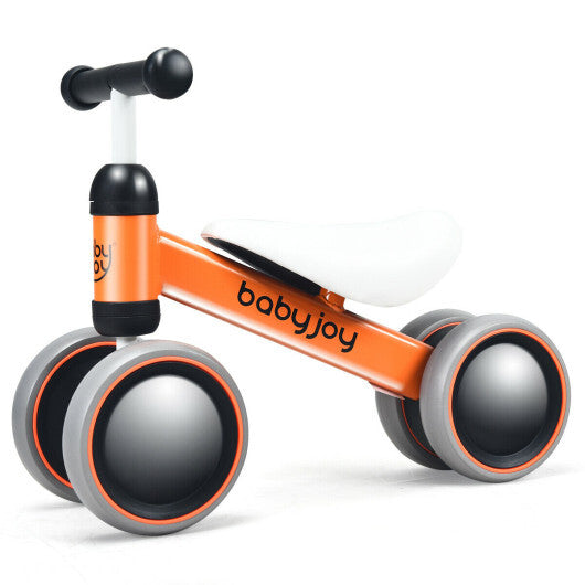 Costway 4 Wheels No-Pedal Baby Balance Bike Orange W2B