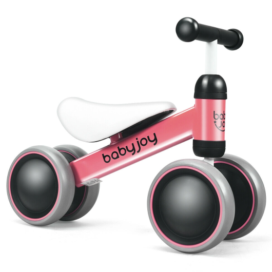 Costway 4 Wheels No-Pedal Baby Balance Bike Pink W2B