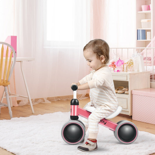 Costway 4 Wheels No-Pedal Baby Balance Bike Pink W2B