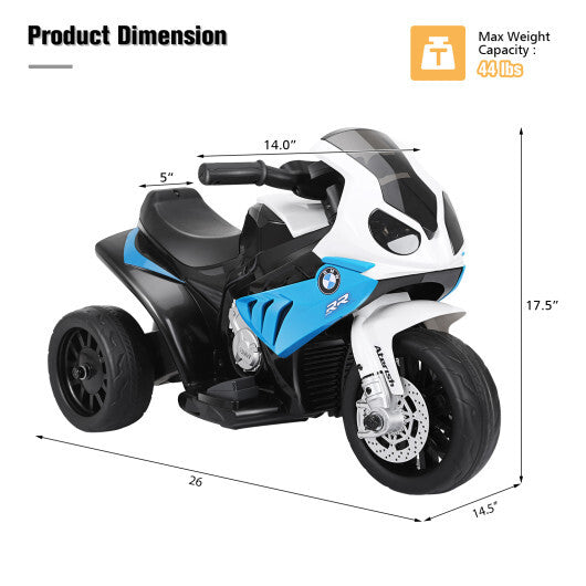Costway Kids Ride On Motorcycle BMW Licensed 6V Electric 3 Wheels Bicycle Music&Light W2B
