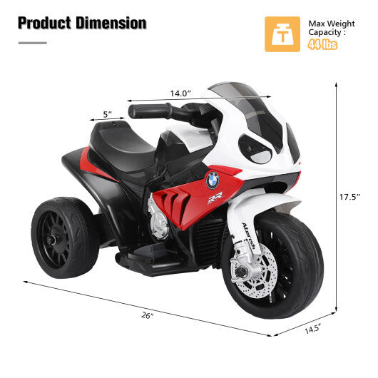 Costway Kids Ride On Motorcycle BMW Licensed 6V Electric 3 Wheels Bicycle Music&Light Red