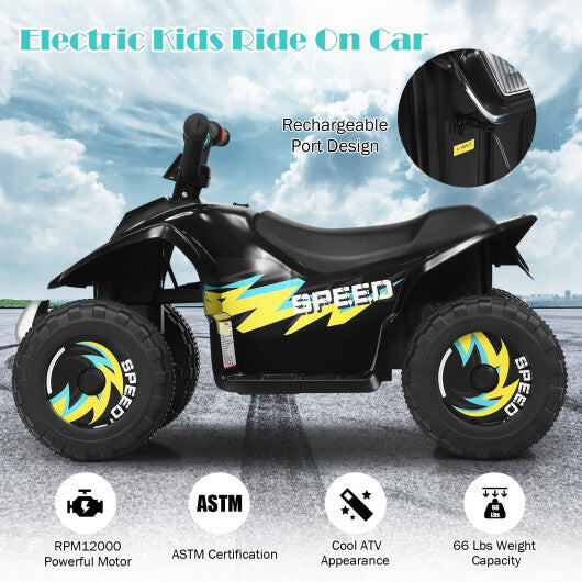 Costway 6V Kids Electric Quad ATV 4 Wheels Ride On Toy Toddlers Forward&Reverse Black W2B