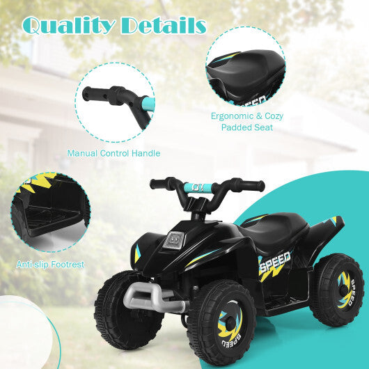 Costway 6V Kids Electric Quad ATV 4 Wheels Ride On Toy Toddlers Forward&Reverse Black W2B