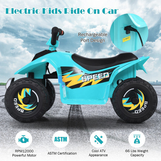 Costway 6V Kids Electric Quad ATV 4 Wheels Ride On Toy for Toddlers Forward&Reverse Blue W2B