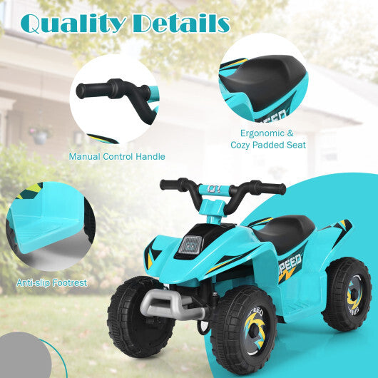 Costway 6V Kids Electric Quad ATV 4 Wheels Ride On Toy for Toddlers Forward&Reverse Blue W2B