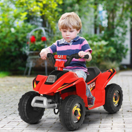 Costway 6V Kids Electric Quad ATV 4 Wheels Ride On Toy for Toddlers Forward&Reverse Red W2B