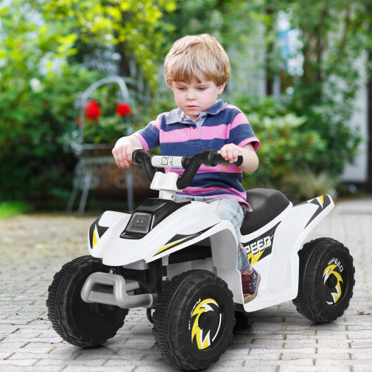 Costway 6V Kids Electric Quad ATV 4 Wheels Ride On Toy Toddlers Forward&Reverse White W2B