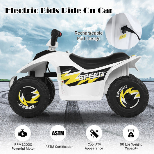 Costway 6V Kids Electric Quad ATV 4 Wheels Ride On Toy Toddlers Forward&Reverse White W2B