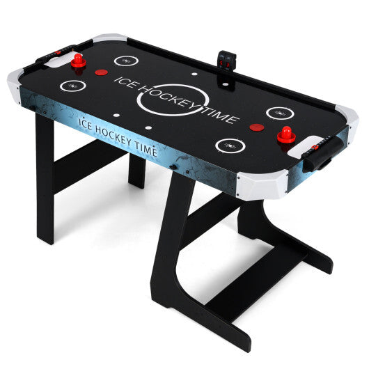 Costway 56 Inch Air Hockey Table with Powerful 12V Motor and LED Digital Scoreboard-Black W2B