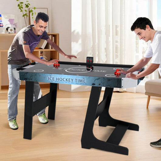 Costway 56 Inch Air Hockey Table with Powerful 12V Motor and LED Digital Scoreboard-Black W2B