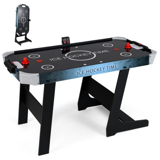 Costway 56 Inch Air Hockey Table with Powerful 12V Motor and LED Digital Scoreboard-Black W2B