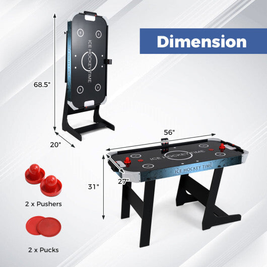 Costway 56 Inch Air Hockey Table with Powerful 12V Motor and LED Digital Scoreboard-Black W2B