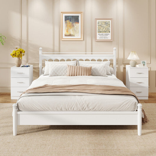 Costway Set of 2 Nightstand with Charging Station End Table with 3 Storage Drawers Bedside Table for Bedroom-White W2B