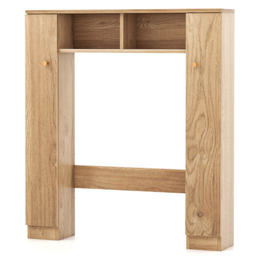 Costway Over The Toilet Storage Cabinet with 2 Open Compartments and 4 Adjustable Shelves-Natural W2B