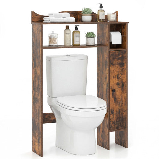 Costway Over the Toilet Storage Cabinet with Toilet Paper Holder-Rustic Brown W2B