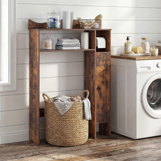 Costway Over the Toilet Storage Cabinet with Toilet Paper Holder-Rustic Brown W2B