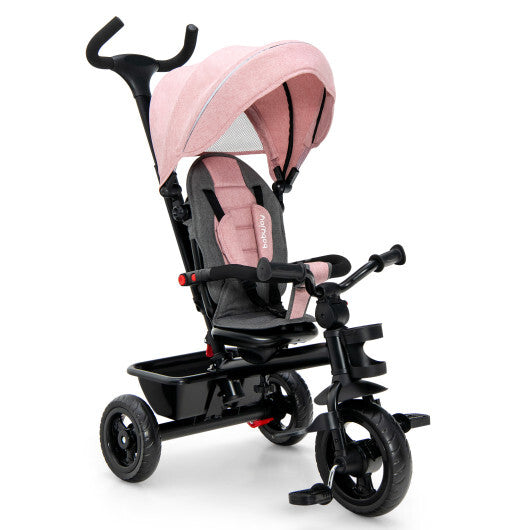 Costway 4-in-1 Baby Tricycle Toddler Trike with Convertible Seat-Pink W2B