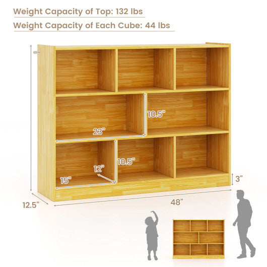 Costway 3-Tier Open Bookcase 8-Cube Floor Standing Storage Shelves Display Cabinet-Yellow W2B