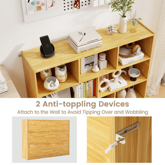 Costway 3-Tier Open Bookcase 8-Cube Floor Standing Storage Shelves Display Cabinet-Yellow W2B