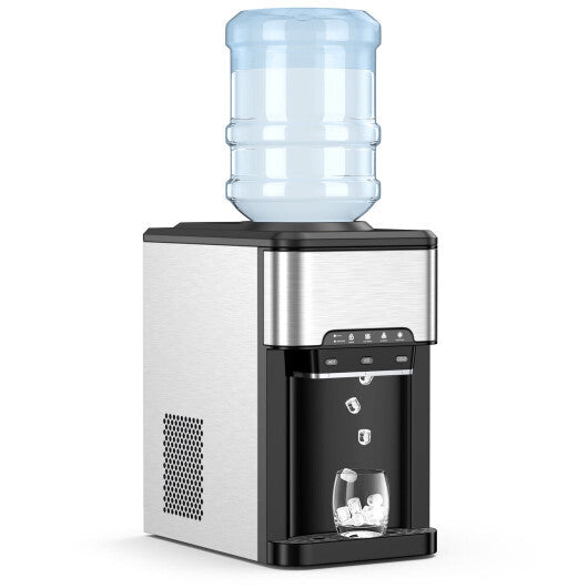 Costway Water Cooler Dispenser 3-in-1 with Built-in Ice Maker and 3 Temperature Settings-Silver W2B