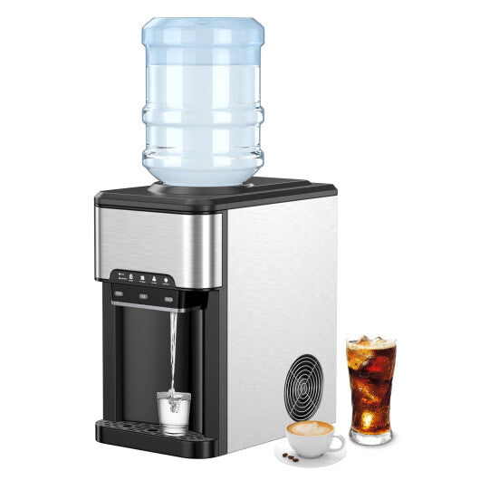 Costway Water Cooler Dispenser 3-in-1 with Built-in Ice Maker and 3 Temperature Settings-Silver W2B