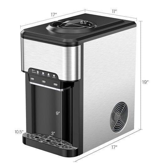 Costway Water Cooler Dispenser 3-in-1 with Built-in Ice Maker and 3 Temperature Settings-Silver W2B