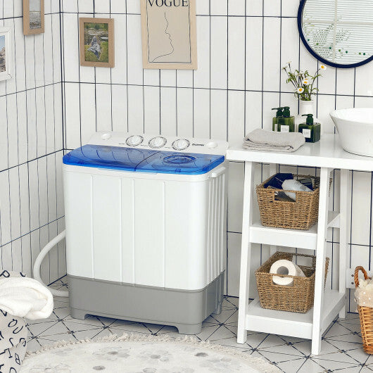 Costway 2-in-1 Portable 22lbs Capacity Washing Machine with Timer Control-Blue W2B
