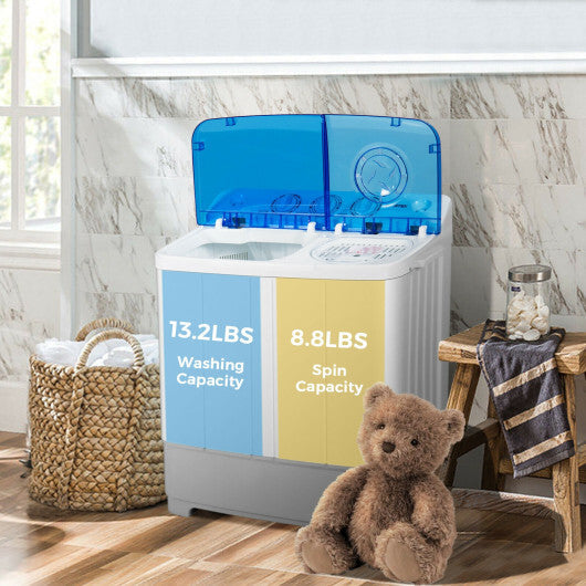 Costway 2-in-1 Portable 22lbs Capacity Washing Machine with Timer Control-Blue W2B
