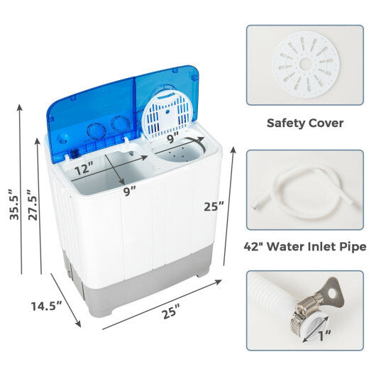 Costway 2-in-1 Portable 22lbs Capacity Washing Machine with Timer Control-Blue W2B